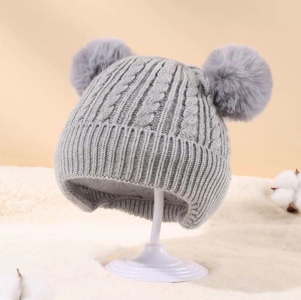 

europe baby kids knitted hats wool ball ear caps children knitting warm earmuff beanie, Yellow