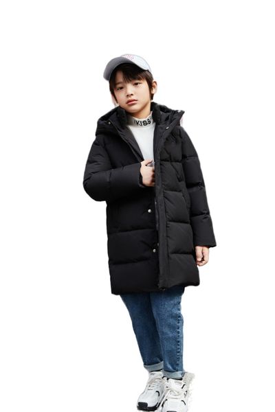 

2022 winter down jacket for girls coat waterproof shiny hooded children outerwear clothing 5-14 year teenage kids parka 111, Black