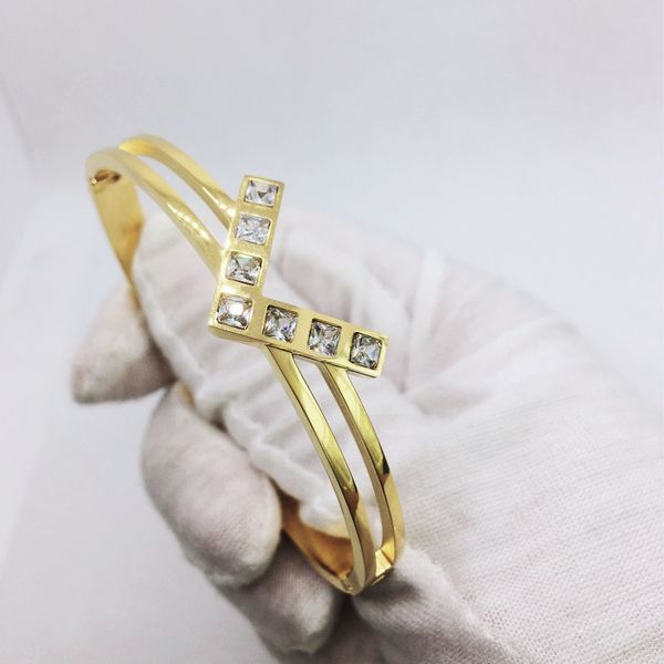 

luxury bracelet designer ladies 18k gold crystal bangle valentine's day love gift 316l stainless steel jewelry, Black