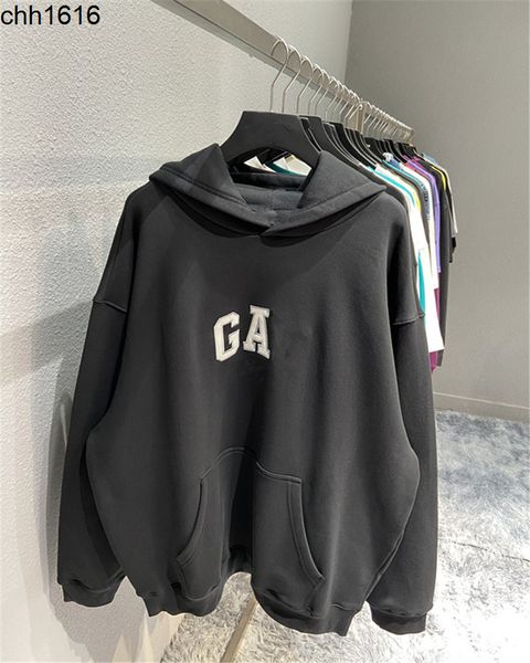 

poison family high version balencaigass 21ss autumn and winter new gay embroidered letter hoodie couple paris loose hoodie, Black