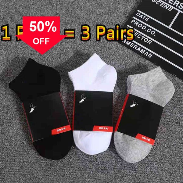 

men's socks fashion classic 3 pairs of 1 card hook brand designer versatile sports sock men women luxury wear medium short sportsocks n, Black