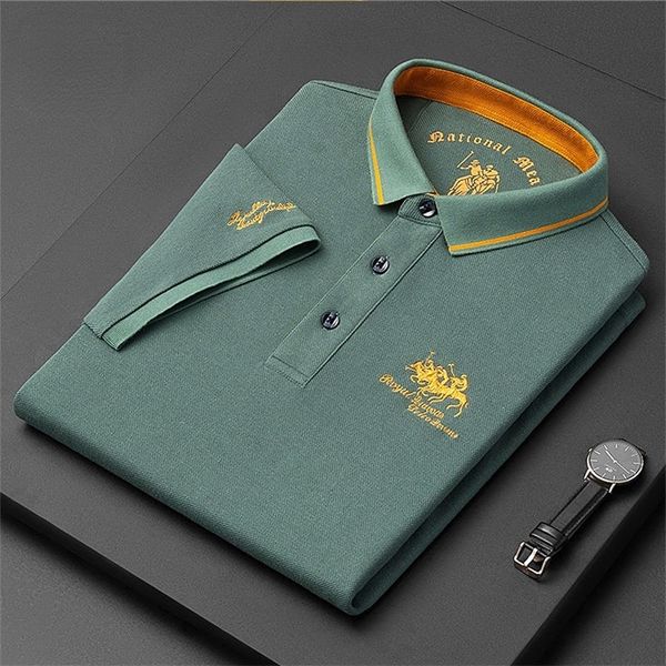 

men's polos summer shirts turn-down collar short sleeve embroidered solid man t-shirt for clothing 220915, White;black