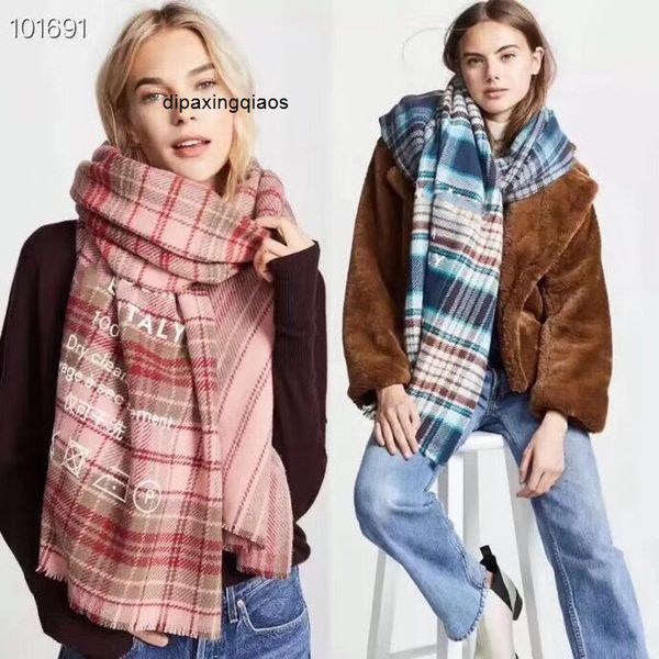 

designer scarf acne sweden studios chaopai ac lattice tassel real cashmere autumn and winter new allpurpose thickened warm printed dual use, Blue;gray