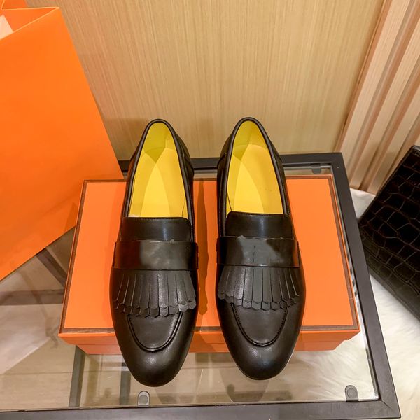 

classic casual shoe big m small y in horseshoe buckled sheepskin loafers single shoes single female girls tread heel, Black