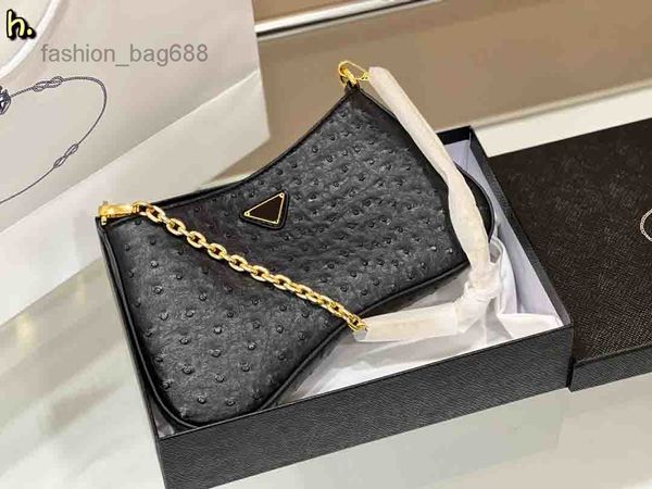 

evening bags ostrich pattern armpit chain bags totes designer cross body shoulder bag triangle sign handbag