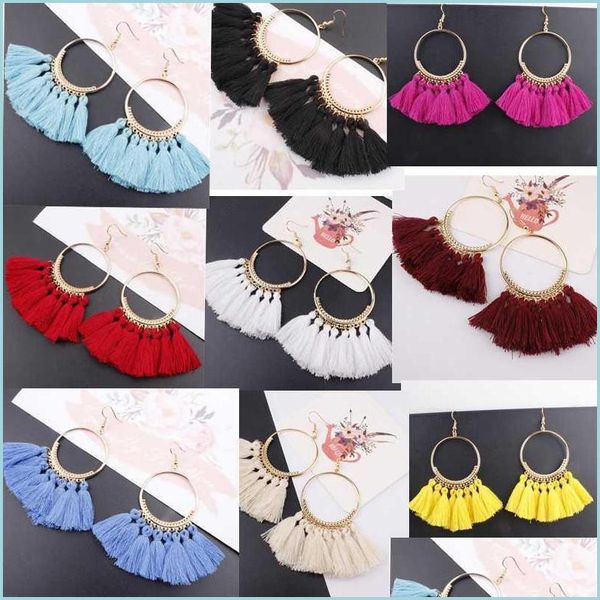 

dangle chandelier 16 colors tassel earrings for women ethnic big drop bohemia fashion jewelry trendy cotton rope fringe long dangle dh0zi, Silver