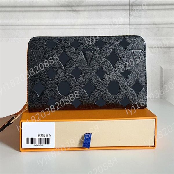 

designers zippy wallet soft leather mens womens iconic textured fashion long zipper wallets coin purse card case holder wi164v, Red;black