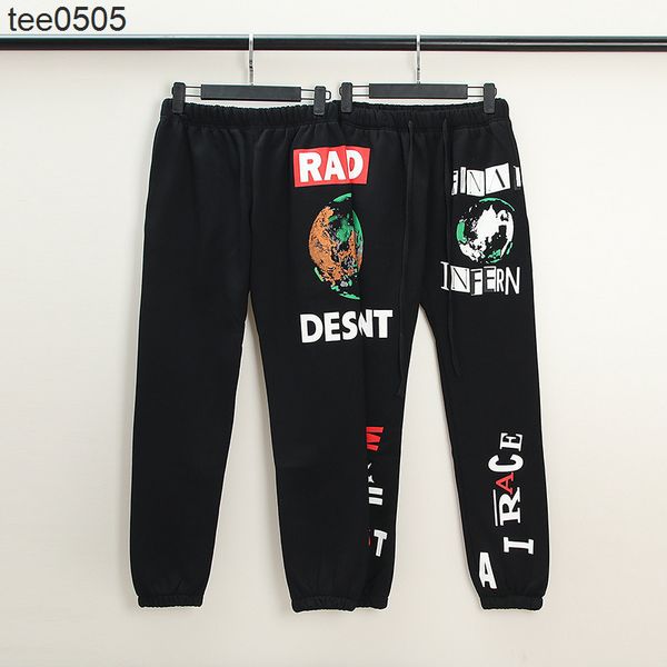 

men's pants 2021 american high street saint michael limited alphabet earth printed casual plush sports pants trend, Black