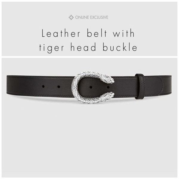 

designer belts luxury belts mens womens famous belt brand casual tiger head smooth buckle leather belt 2 colors width 38mm 84b, Black;brown