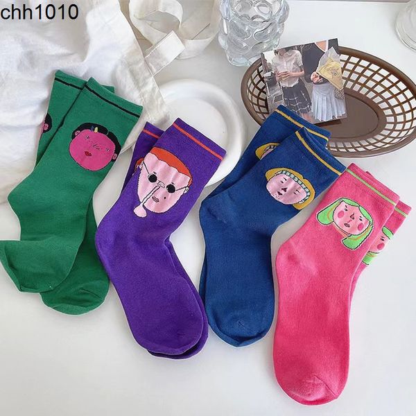 

men's south korea chaopai funny abstract cartoon head socks ugly cute tube socks ins wear sports cotton, Black
