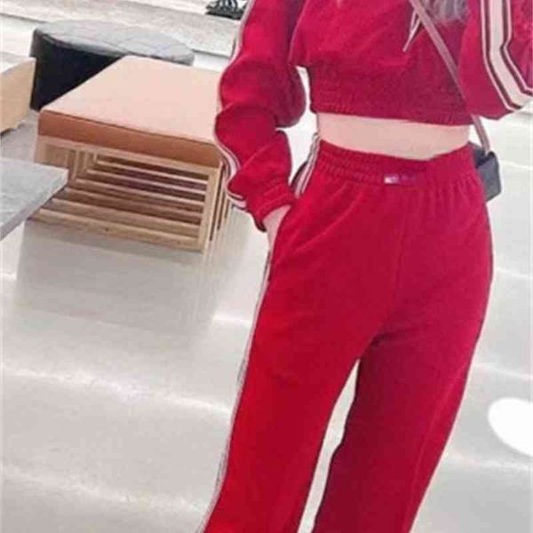 

brand women's tracksuits autumn 2022 new c&e home vitality sport contrast ribbon short hooded sweater high waist pants set women, Gray