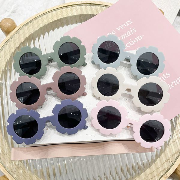 

children sunglasses cartoon sunflower sun glasses kids outdoor adumbral anti-uv spectacles round lens fashion boys girls eyeglasses, Blue