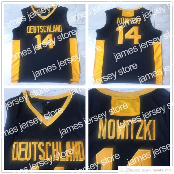 

college basketball wears stitched ncaa mens vintage dirk 14 nowitzki basketball jerseys college deutschland team germany jerseys home jersey, Black