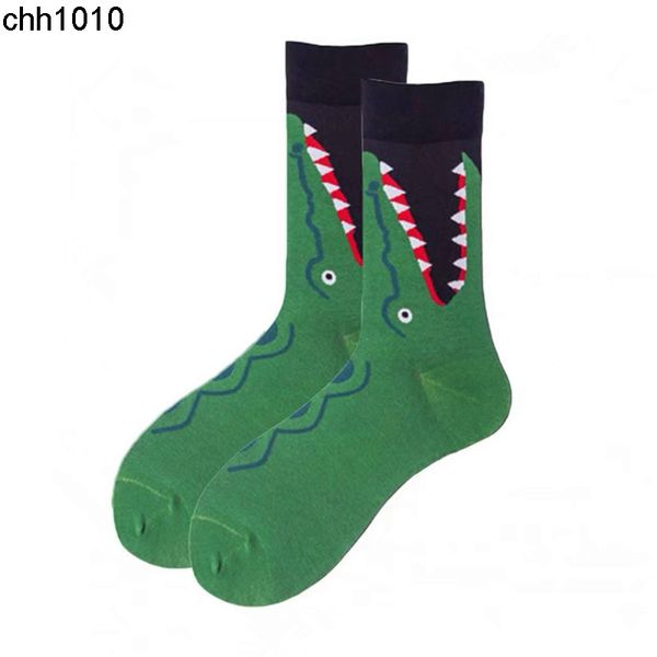 

men's socks fashion brand green red crocodile men's and women's medium personality harajuku creative street fashion sports pu, Black