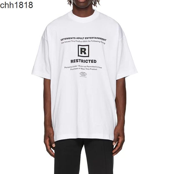 

men's t-shirts 2022 summer new fashion brand vetementss styles fashion loose r letter printed men's and women's short sleeve, White;black