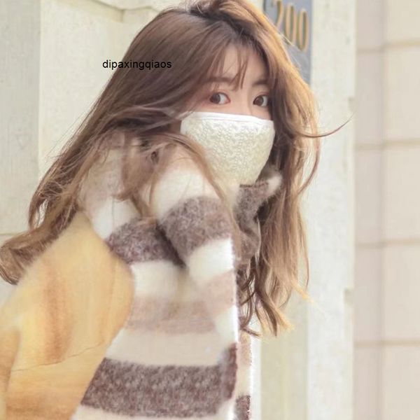 

designer scarf acne sweden studios new ac japan south korea 2021 winter stripe scarf women's tassel thickened warm shawl feel neck in, Blue;gray