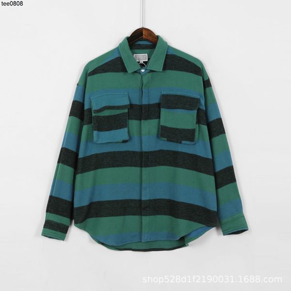 

men's casual shirts 22ss autumn new cavemptss campus style horizontal bar yarn dyed shirt men's and women's versatile jacket, White;black