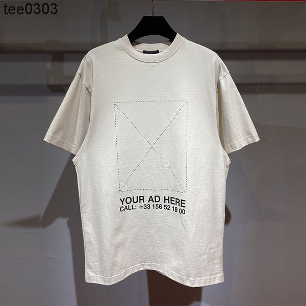 

men's t-shirts spring summer short sleeve t-shirt balencaigass frame number pullover round neck loose casual men's and women', White;black