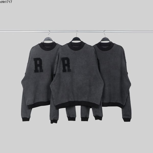 

women hoodies sweatshirts representatives 21fw towel embroidered letters washed old men and women round neck pullover loose sweater, Black