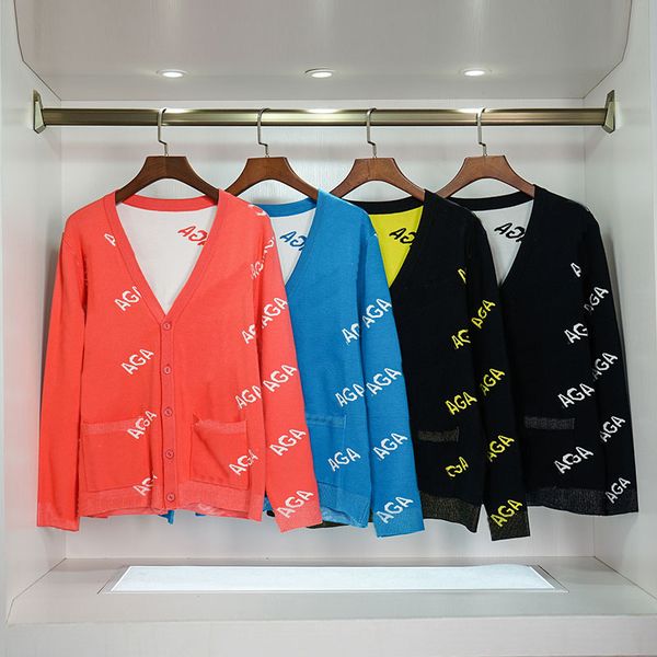 

22fw designer sweaters for mens women colorful letters embroidery knit hoodies casual sweatshirt knitwear fashion women's cardigan, White;black