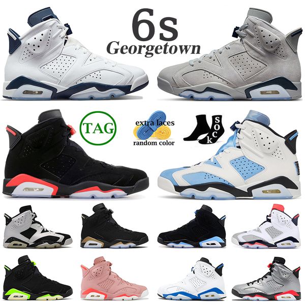 

6 6s men women basketball shoes georgetown metallic silver unc bred defining moment electric green midnight navy black cat hare infrared