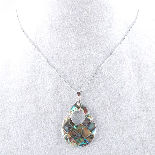 

vintage colorful water drop abalone shell pendant necklace center hole natural boho pearl shells for jewelry gift n3367, Silver