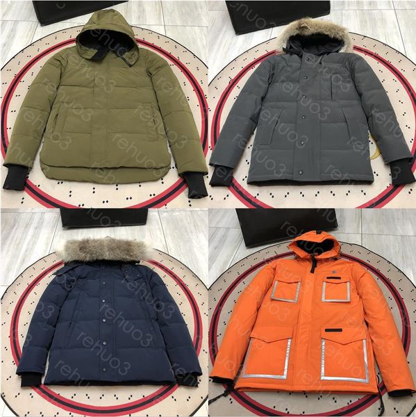 

mens jacket down jackets parka outerwear high-end hooded wolf fur windproof waterproof padded thicken coat downs filling coats outdoor, Black