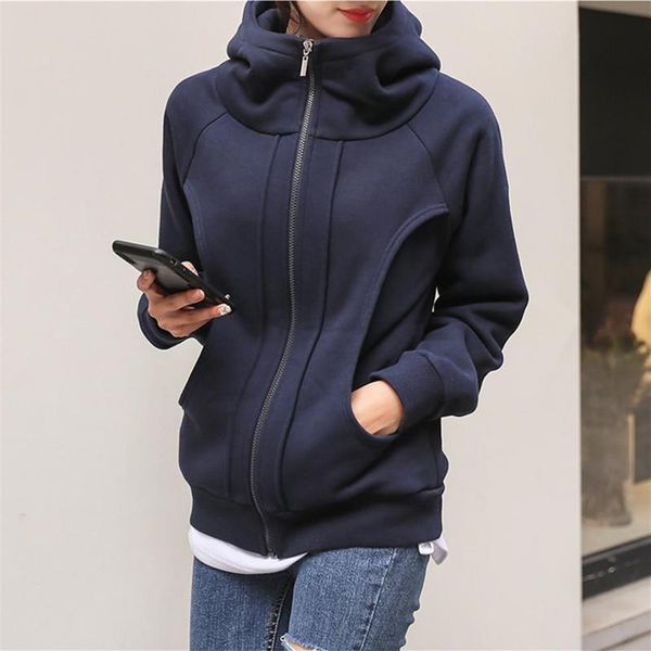 

women's hoodies & sweatshirts 100% cotton thick hoody ladies casual japanese streetwear hoodie woman zipper wome289e, Black