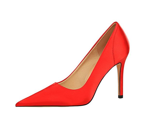 

hbp pointed tote dress shoes satin pumps stiletto bling beautiful wedding party shoes with heel height 9.5cm, Black