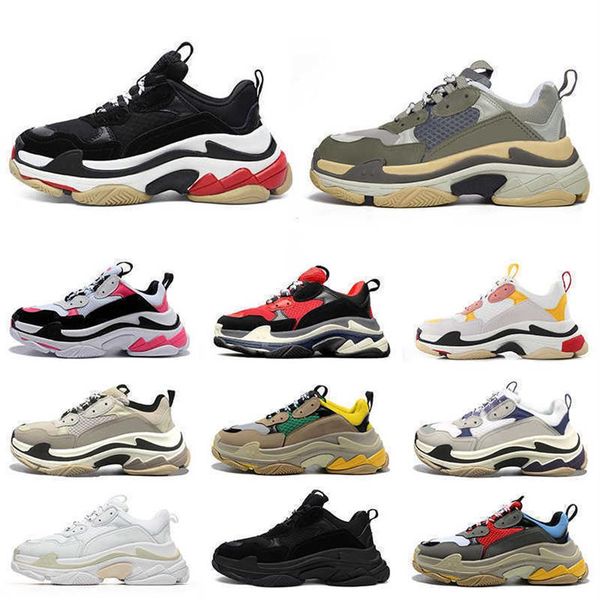 

2021 triple s men women designer casual shoes platform sneakers black white grey red pink blue green yellow mens trainers sports201p