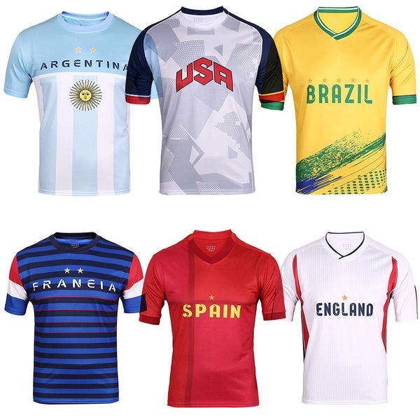 

fashion 2022 qatar world cup fans tees usa cheer soccer t shirt england cultural clothes maillot football france spain camisetas de futbol, Black