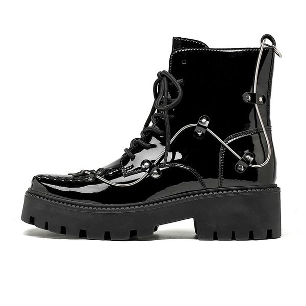 

spring man ankle boot cool men designer boots fashion mens motorcycle boot, Black