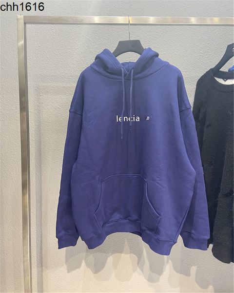 

ins fashion brand balencaigass standard fleece hoodie new thread knitting and dyeing fabric ins couple hoodie, Black