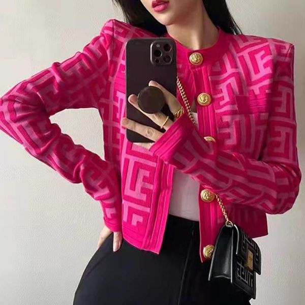 

designer fashion designer sweaters geometric patterns medusa sweet elegant cardigan long sleeve single breasted contrast color button soft k, White;black