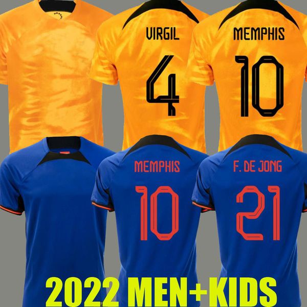 

2022 2023 netherlands memphis soccer jersey de jong holland de ligt wijnaldum van dijk 22 23 football shirt men kids kit dumfries maillot ca, Black;yellow