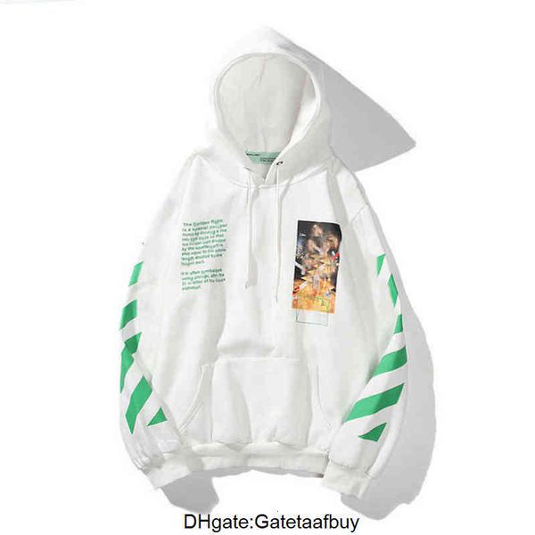 

mens loose classic offs sweatshirts quality fashion brand hoodie designers luxury pullover back oil paint arrows x women t shirt, Black