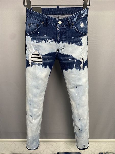 

italian jeans fashion european and american men's casual jeans high-end washed hand polished quality optimized 09838, Blue