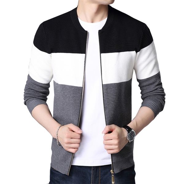 

men's wool blends browon autumn men casual cardigan sweater jumper men winter fashion striped pockets knit outwear coat sweater men 220, Black