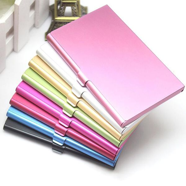 

creative card holders business card case stainless steel aluminum box cover credit men cards holder metal wallet, Brown;gray