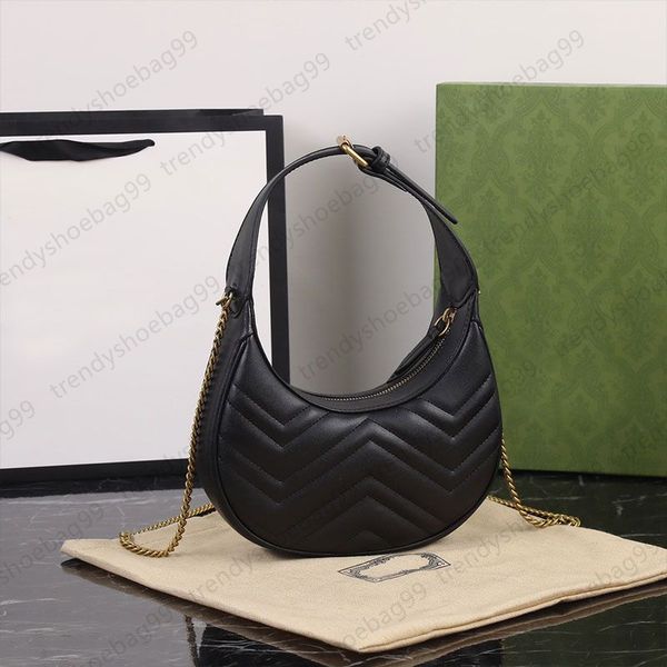 

women crescent hobo bag chain crossbody bags wave pattern genuine leather half moon handbag retro original hardware letters zipper purse