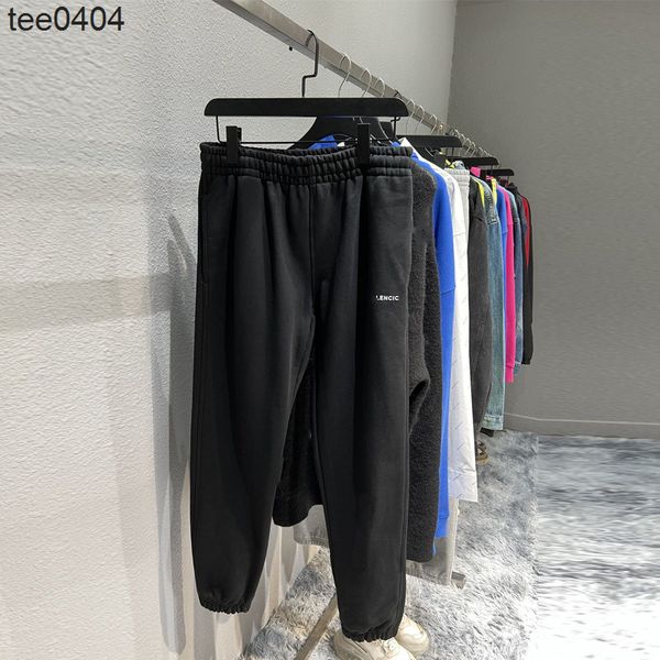 

men's pants spring and autumn high version b balencaigass printed elastic loose sports leggings men's and women's same casual, Black