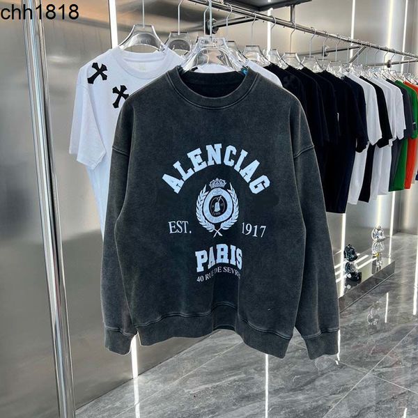 

men's hoodies sweatshirts balencaigass home high edition 2022 autumn and winter new round neck pullover sweater classic print men', Black