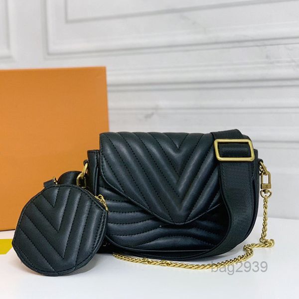 

evening bags classic 2ps women crossbody bags shoulder bag coin purse quilted cowhide bronze gold chain detachable wide strap plain wallet
