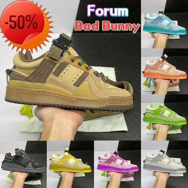 

forum low x bad bunny mens running shoes easter egg back to school ice blue grey bunny the first cafe luxury women sneakers o, Black