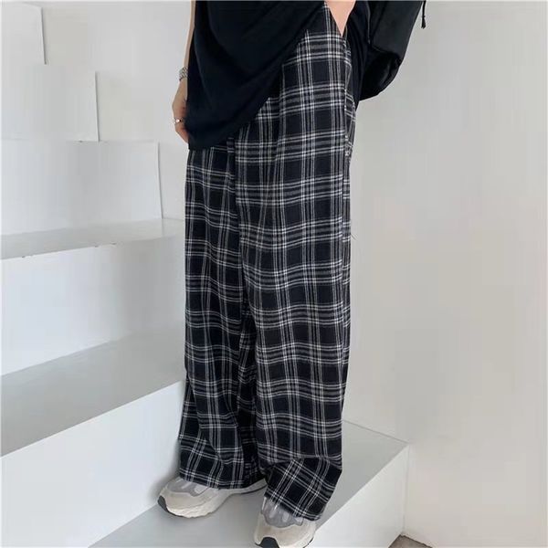 

women's pants capris drop harajuku plaid for women trousers streetwear loose wide leg summer ladies causal oversize 220916, Black;white