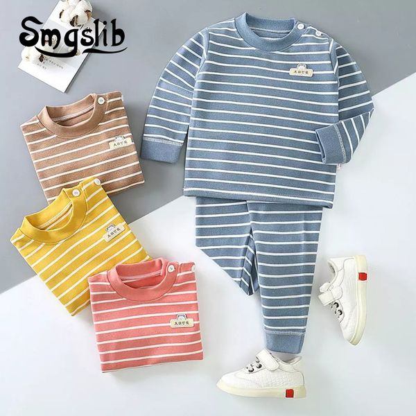 

pajamas pajamas for children spring autumn winter boys girls pajamas cotton sleepwear kids children sleepwear thermal underwear 220915, Blue;red