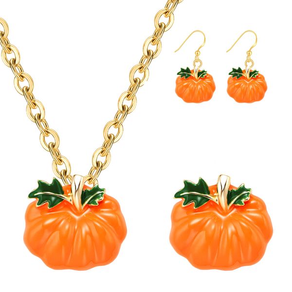 

pendant necklaces l halloween jewelry set for women girls theme enameled pumpkin necklace brooch pin drop dangle earrings s amajewelry amkn5, Silver