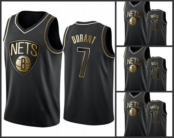 

jersey brooklyn nets''men kevin durant kyrie irving jarrett allen joe harris black golden edition basketball jersey