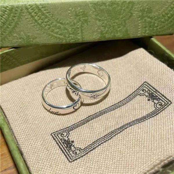 

2022 luxury fashion designer couple ring silver letter graffiti temperament classic personality full couple gift women's part179j, Golden;silver