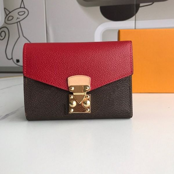 

5a fashion women's handbag real leather wallet single zipper long classic wallet with orange box card, Red;black